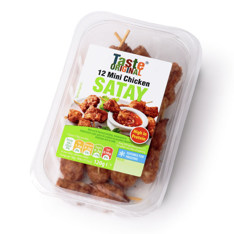 Taste Original 12 Mini Chicken Satay Packaging Design